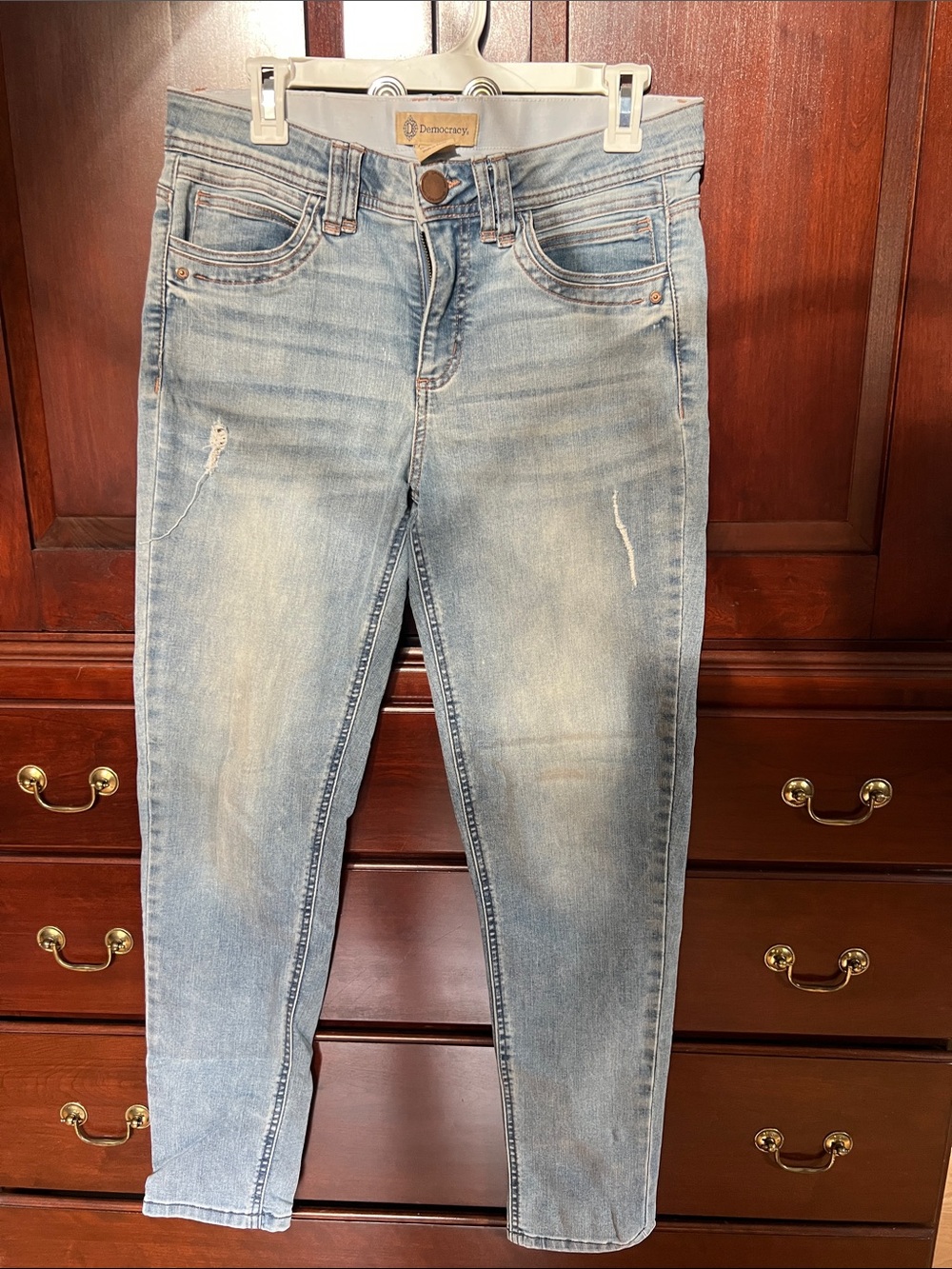 Democracy Light Blue Skinny Jeans with Subtle Distressing